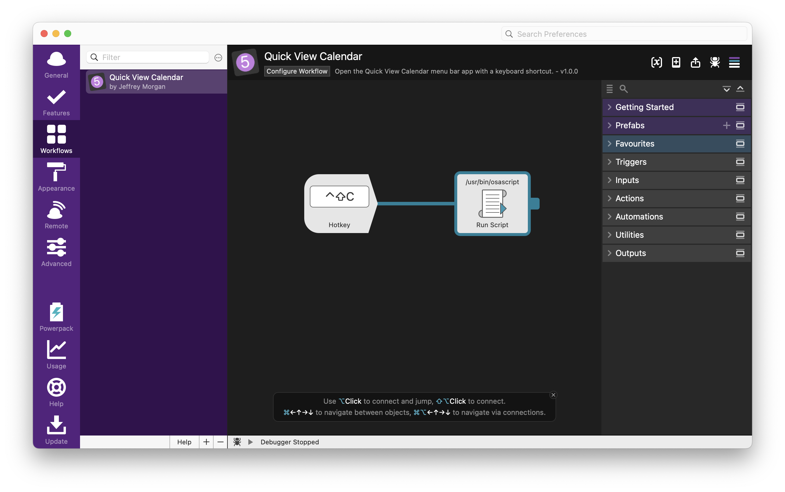 The Quick View Calendar keyboard shortcut Alfred workflow